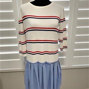 English Factory Red/White/Blue Combo Drop Waist Dress  M NWT